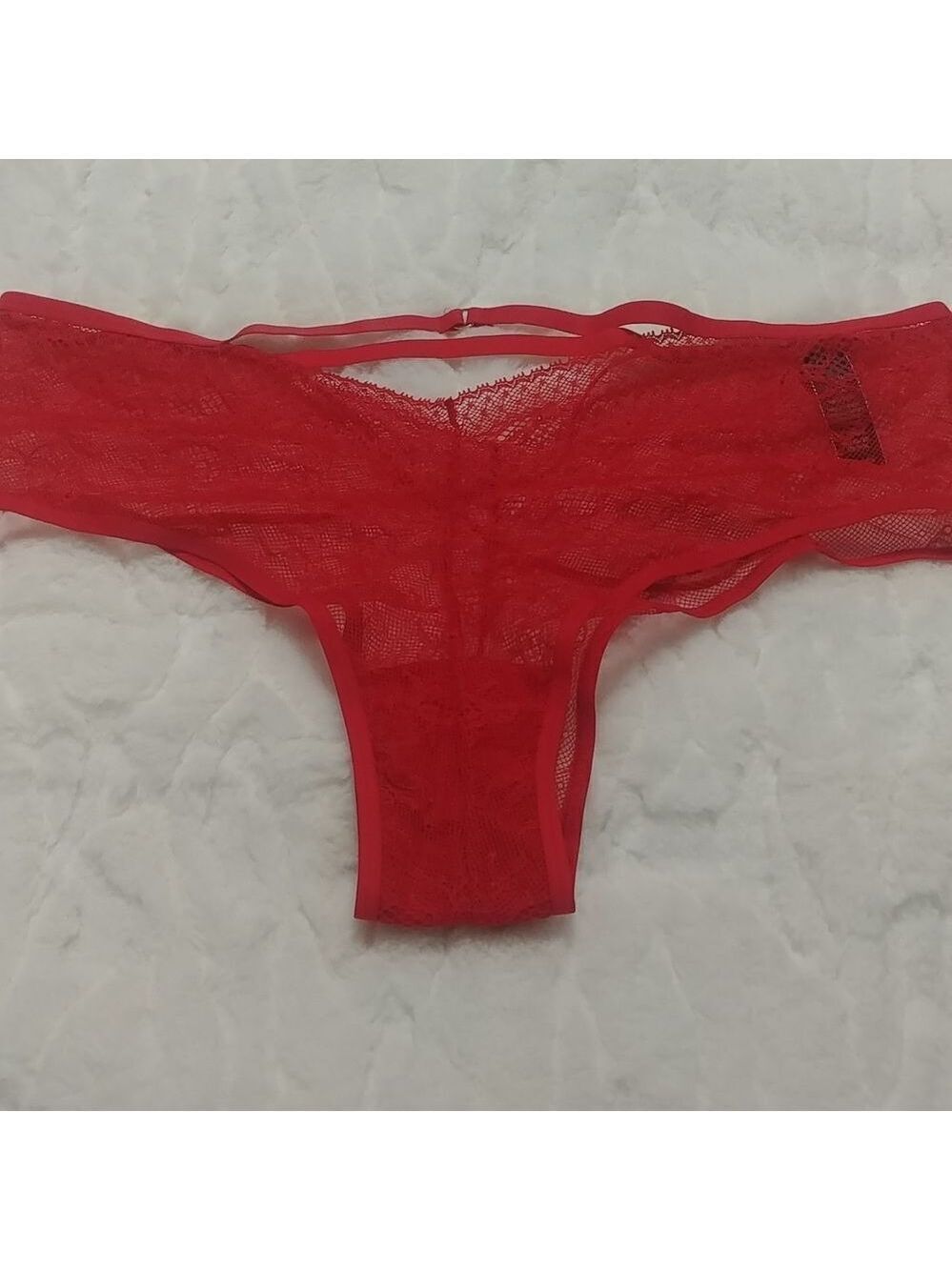 NWOT XL Vintage Victoria's Secret Very Sexy Cheeky Pink/Red Strappy Detail - Picture 13 of 17